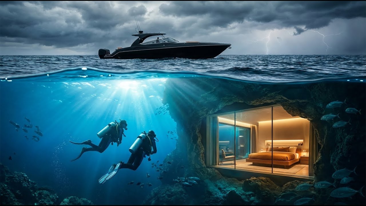 I Built a SECRET Luxury House in an UNDERWATER CAVE #aiart