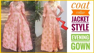Convert Old Silk Saree/fabric Into Coat collar Evening Gown/Jacket Dress| Reuse Old Silk Sarees