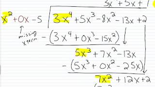 Algebra I Help: Dividing Polynomials with Missing Terms Part III