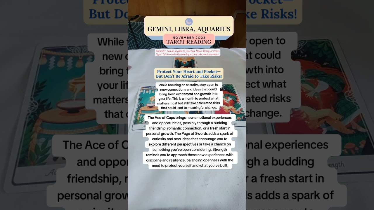 Tarot reading for the month of November, 2024 for Air Signs: Gemini, Libra, and Aquarius