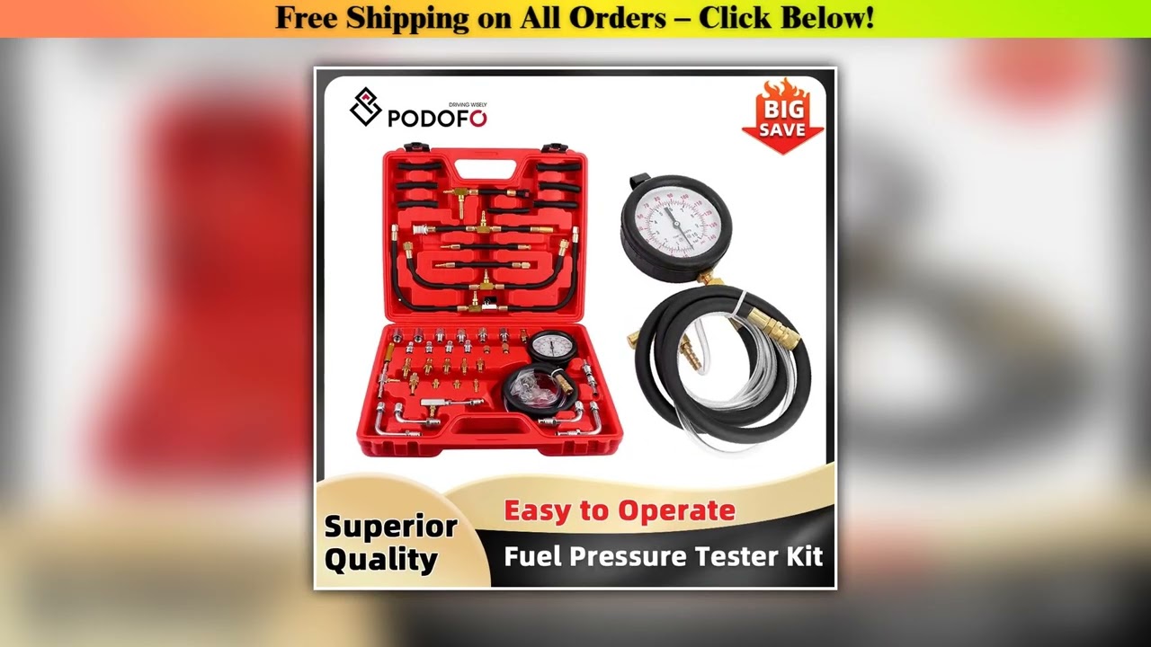 Podofo Fuel Pressure Tester Kit Car Gasoline Gas Fuel Oil Injector Test Manometer Tool Set