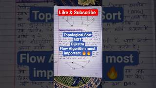 Algorithm Notes | Topological Sort, MST, Dijkstra, Flow Algorithm #rgpvdiploma