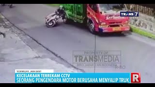 Pengendara Motor Terlindas Truk Terekam Kamera Pengawas