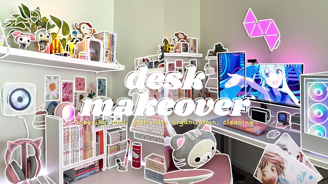 aesthetic desk makeover 2022 ☆ | unboxing haul, stationary organization [ gamer & streamer ]