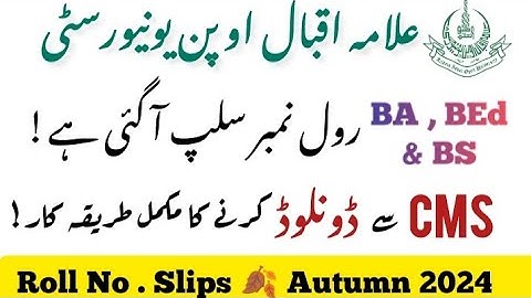 AIOU Roll No Slips Autumn 2024 | BA|BEd|BS|AIOU Roll Number Slip Download Karne Ka Tarika