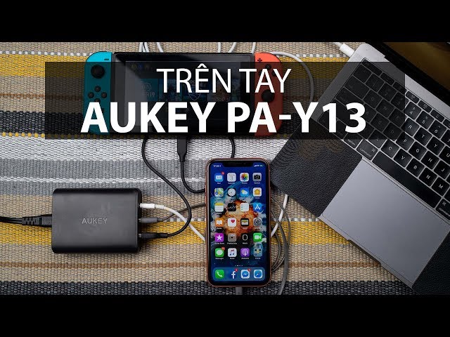 Trên tay cục sạc 3 cổng Aukey PA-Y13: USB-C PD, USB-A Aipower, USB-A QC3.0, tổng công suất 74,5W