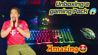 unboxing a GAMING PACK  magical materials, keyboard, headset, mouse, mouse pad