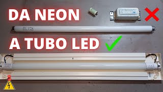 Conversione plafoniera da tubi neon a tubi led 230V