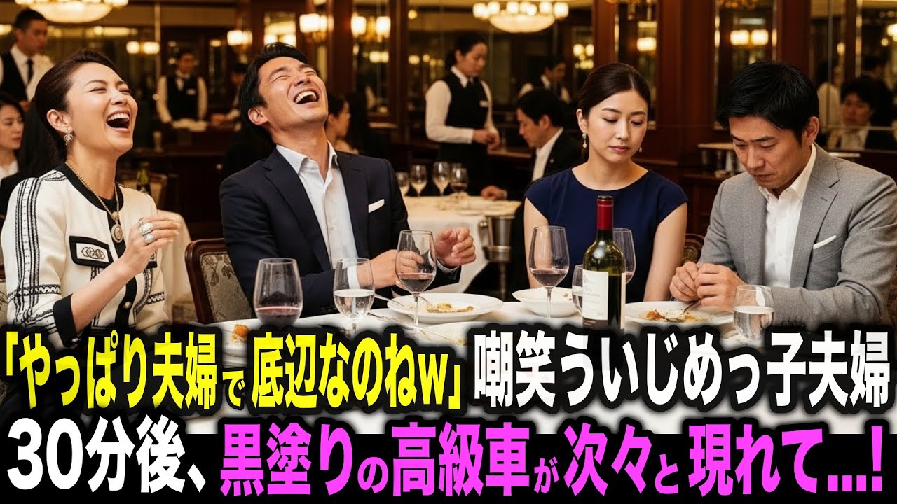 「やっぱり夫婦で底辺ねw」5年ぶりの同窓会でゲラゲラ嘲笑ういじめっ子夫婦。30分後、黒塗りの高級車が現れて...!