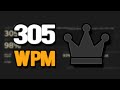 Typing 305 wpm for 15 seconds world record