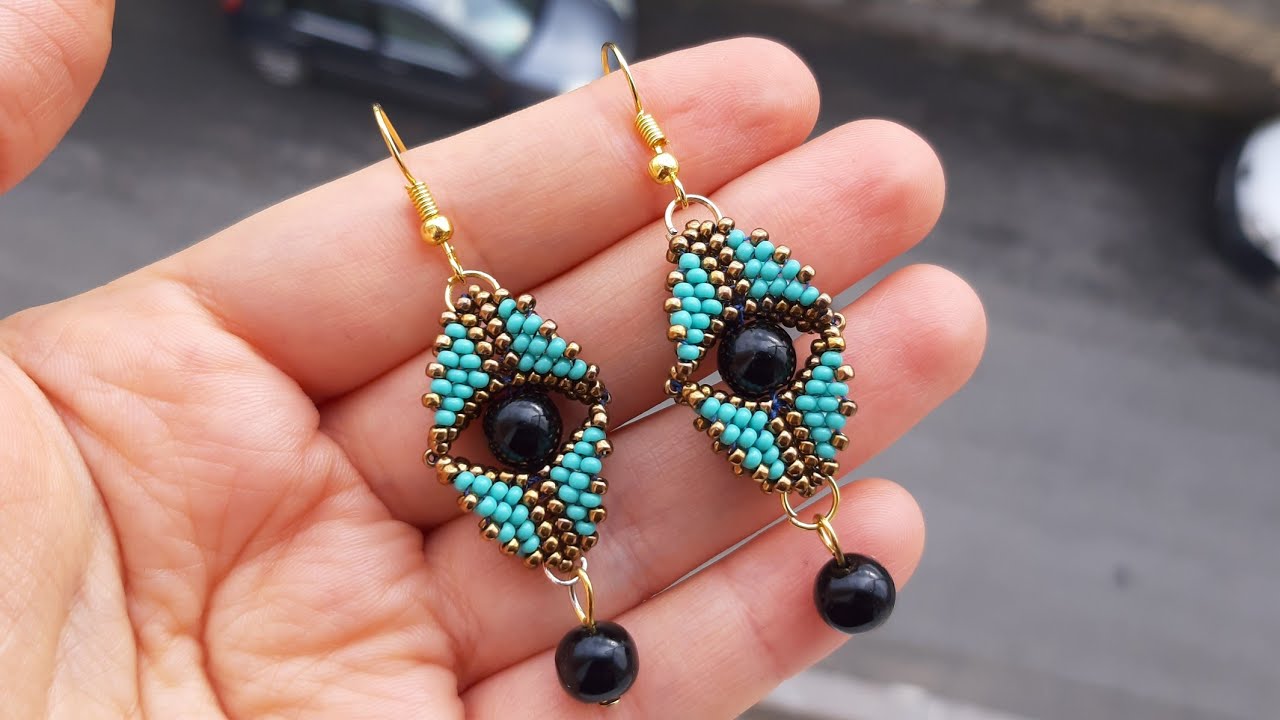 Göz Küpe & Kolye Ucu Yapımı. Eye Earring Making. Beading Tutorial
