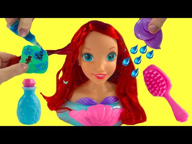 Ariel The Little Mermaid Hair Styling Head Bath Time Color Change class=