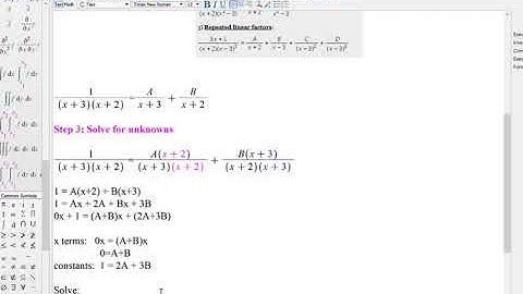 Calculus 2: M3D2 Integration with Partial fractions in Maple.