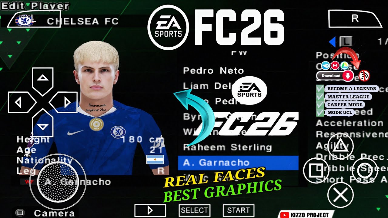 FIFA 2026 PSP Android Offline 4K Camera | EA FC 26 PSP HD Graphics New Kits 26 & Transfer