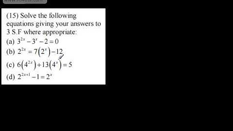 Core 2 - Exponentials and Logaritms 4 - Quadratic Exponential Equations simplifying and evaluating A