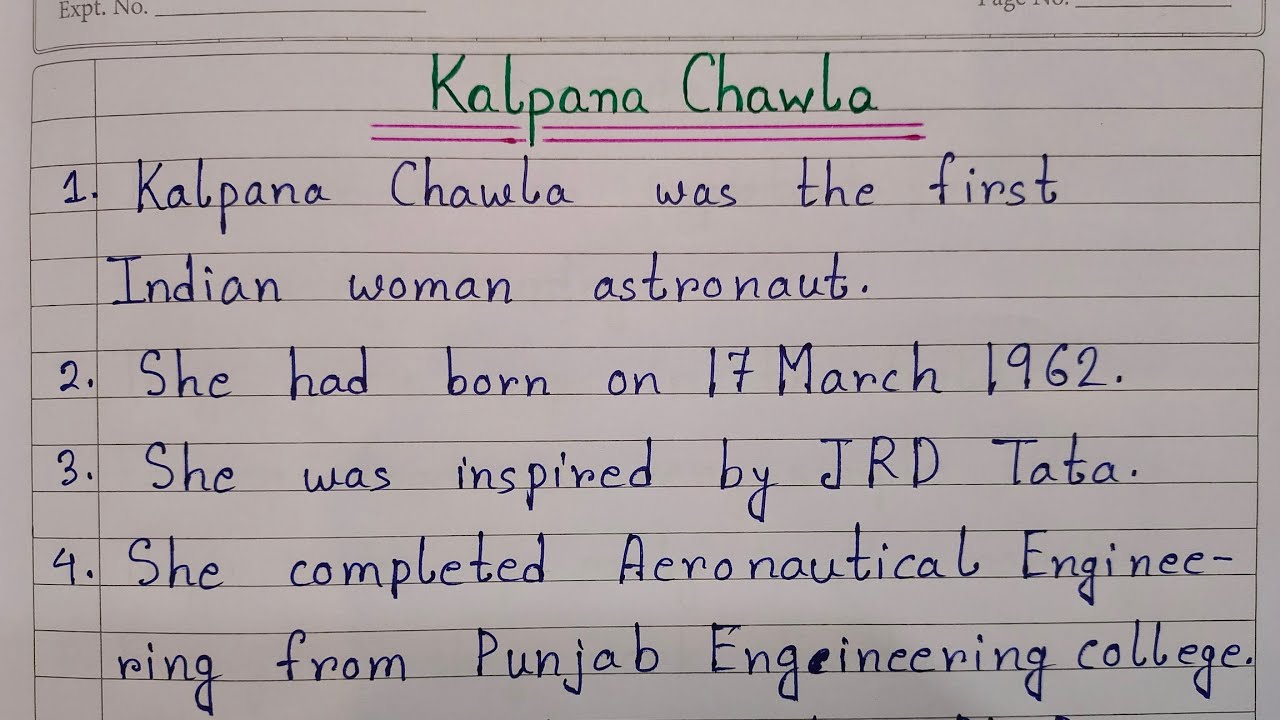 essay paragraph on kalpana chawla in english