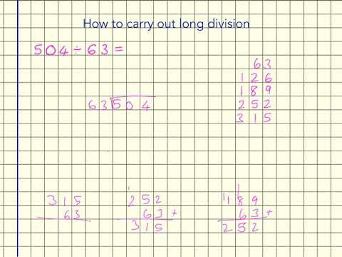 Division - Long division (504 ÷ 63)