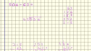 Division - Long division (504 ÷ 63)