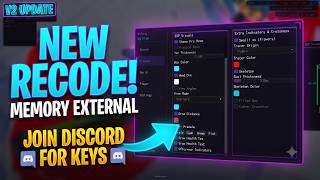 ROBLOX RECODE MEMORY EXTERNAL SCRIPT (ESP, Aimbot, Visuals) - Discord Link Below!