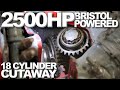 2,500 HP Bristol 18-Cylinder Sleeve Valve Radial CUTAWAY ENGINE IN MOTION