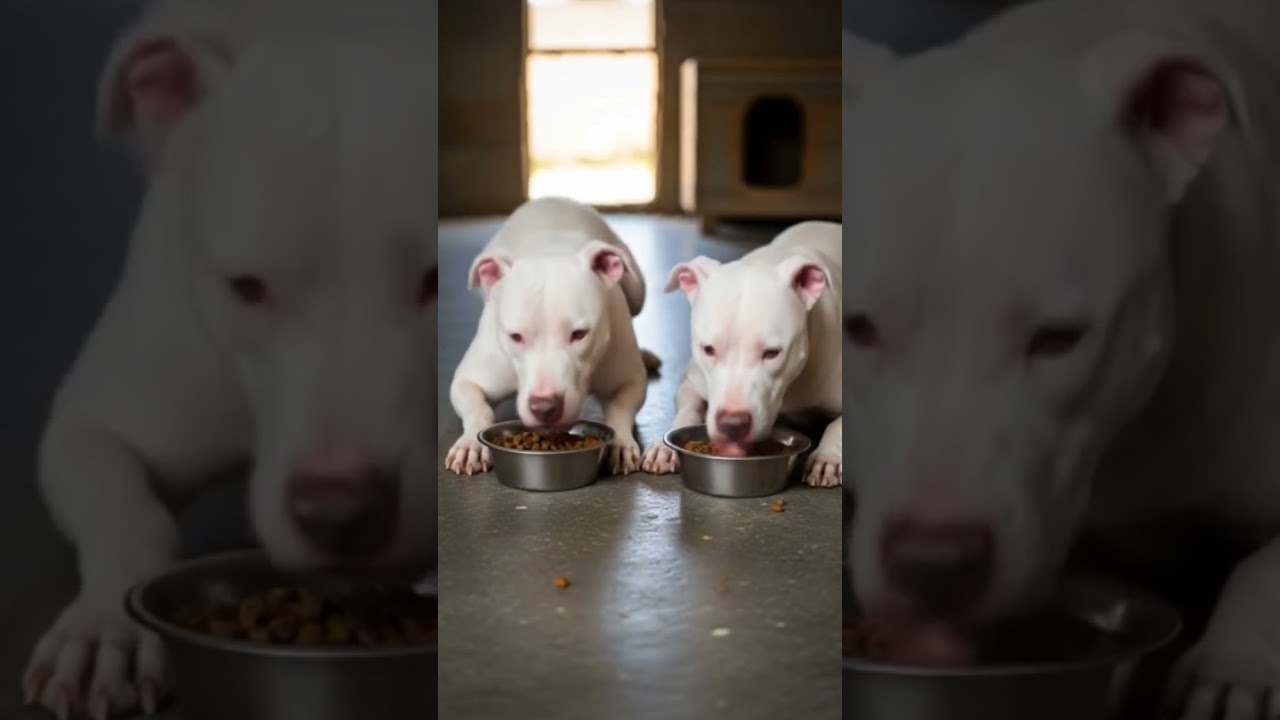 twin all white pit bull sisters