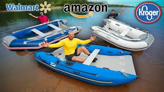 Walmart vs Amazon vs Kroger $1,000 INFLATABLE Boat Challenge!!