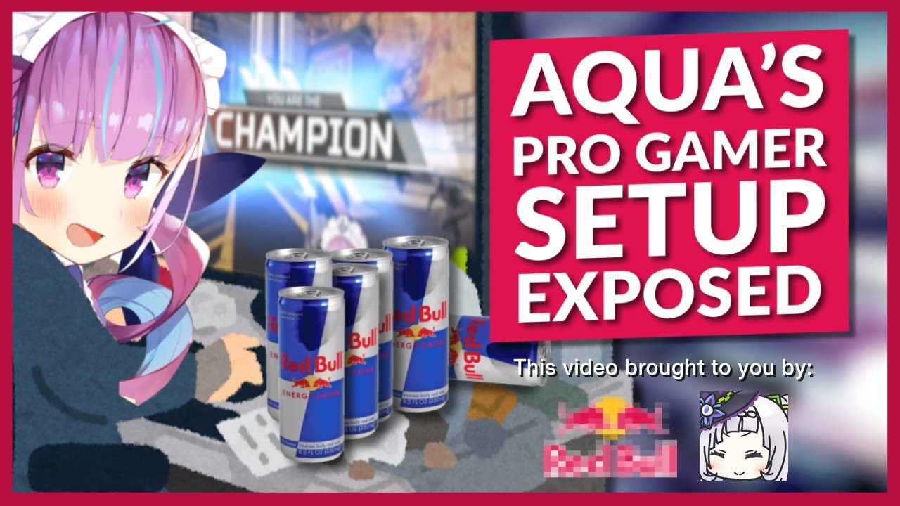 Aqua's Red Bull covered gaming desk