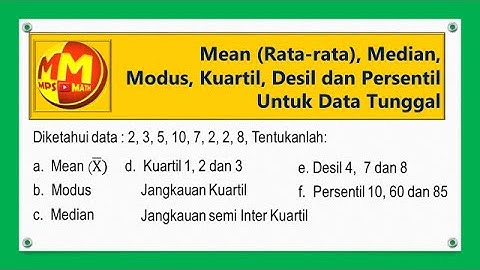 Mean, Median, Modus,  Kuartil, Desil dan Persentil Data Tunggal