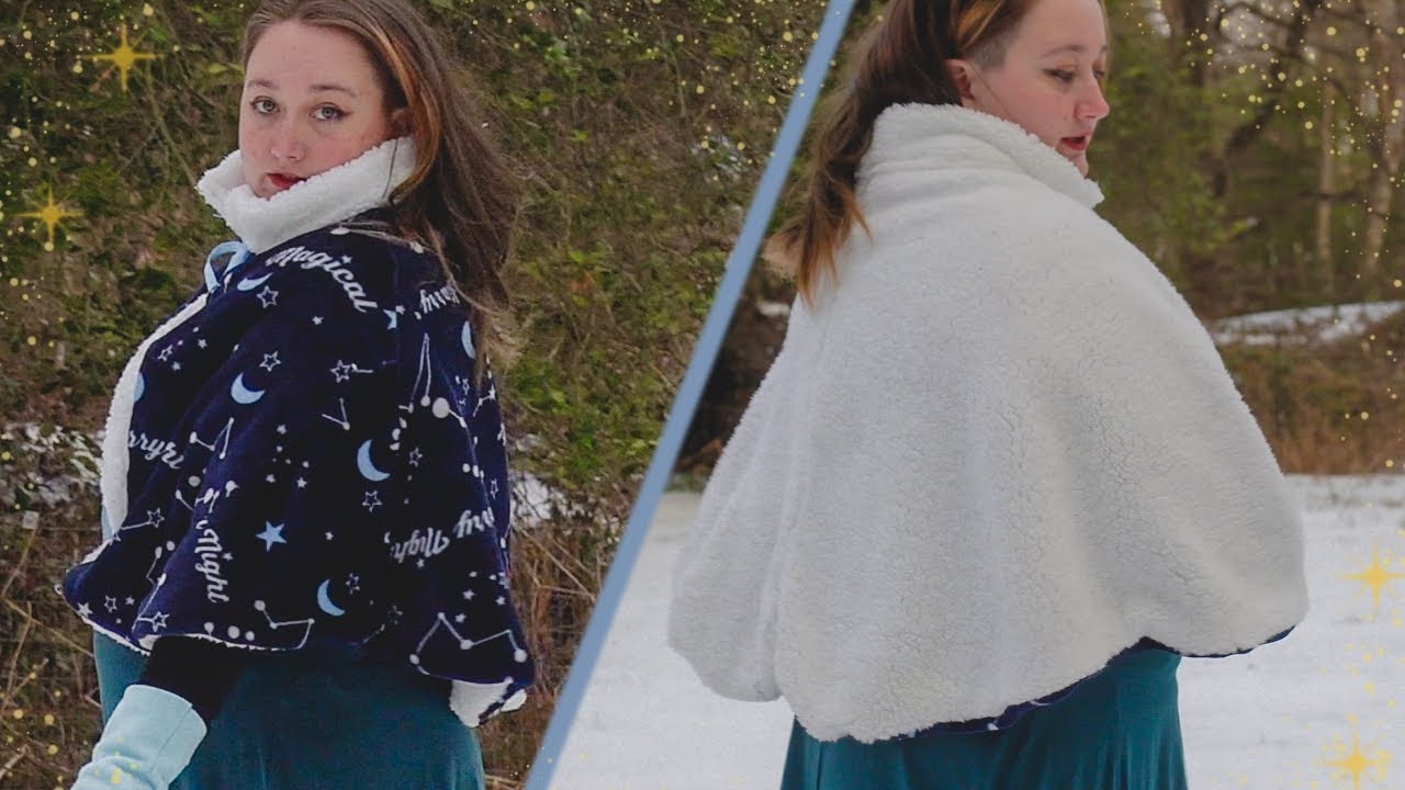 reversible capelet from pjs and fabric scraps ❄️