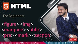 🔴 4. HTML class in Hindi - Learn figure, img, abbr, marquee, pre, section, mark HTML5  Tag #html5
