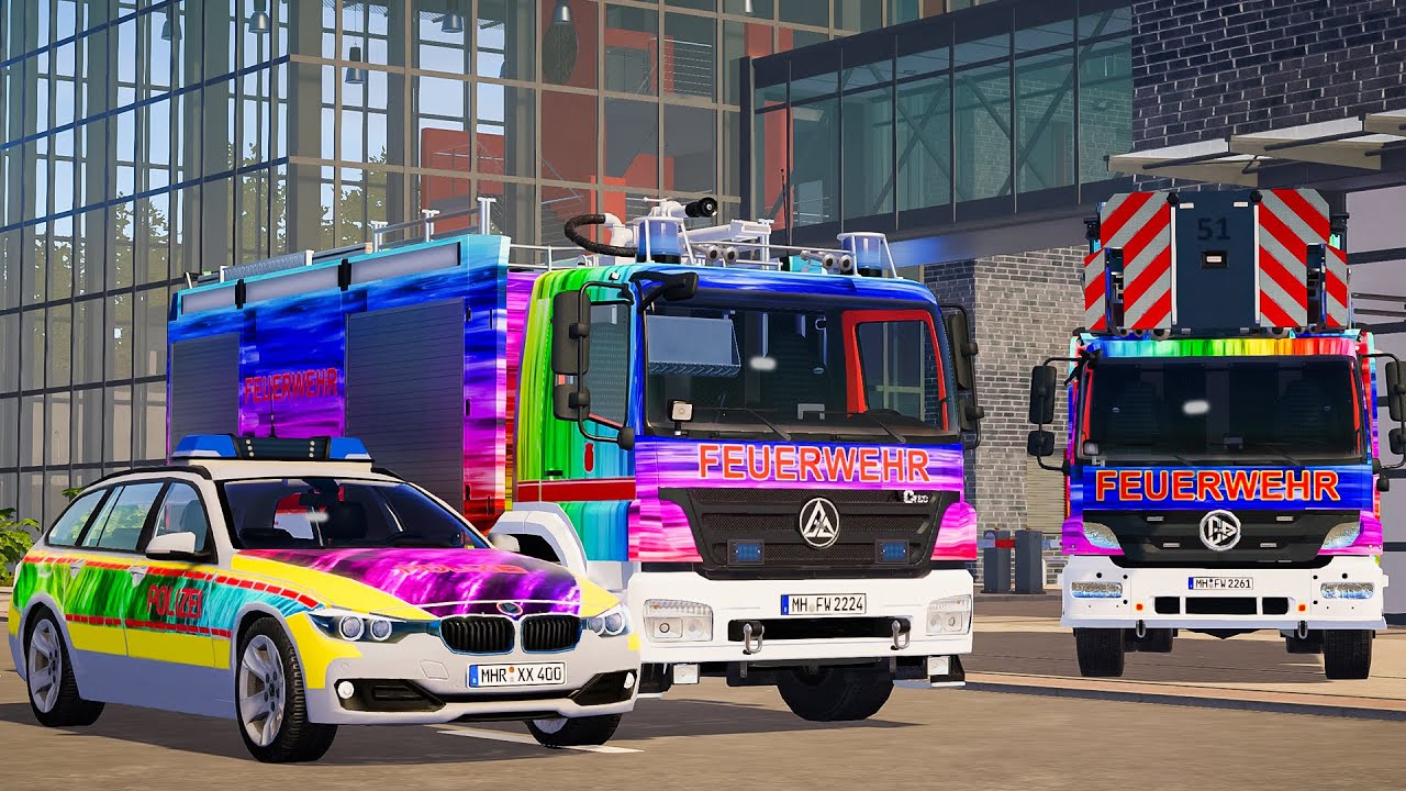 Rainbow Emergency Call 112 - German's Firefighter, Fire Brigade Truck New Hybrid on Duty! 4K