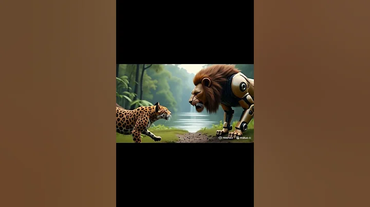 🦁🤖 Robot Lion Stares Down Leopard! 🐆🔥 Who Will Win?! 🤯AI  🐅🤖 Leopard vs. Robotic Lion!🌿✨