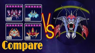 Space shooter Merge ship comparison ( Vs Guild Boss1 ) - Bắn ruồi test cơ ghép Vs  Boss bang 1