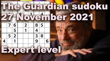 Sudoku solution The Guardian sudoku 27 November 2021 Expert level