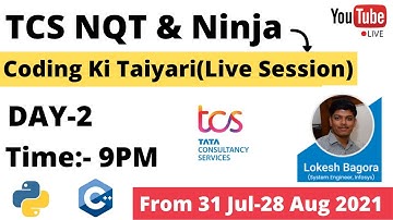 TCS Ninja & NQT Preparation | Day-2 | Coding Preparation | TCS NQT Preparation | TCS Ninja 2022