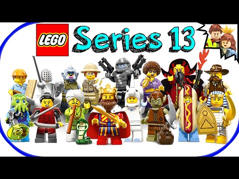 YouTube thumbnail: LEGO Minifigure Series 13 Complete Set 71008 Review - BrickQueen