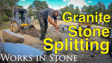Granite Cornerstone Rock -Splitting Fieldstone Boulder Feather & Wedge