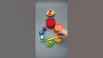 Calming Wooden Balls Sorting 🌈🌳#asmr #sortingballs #colorsorting