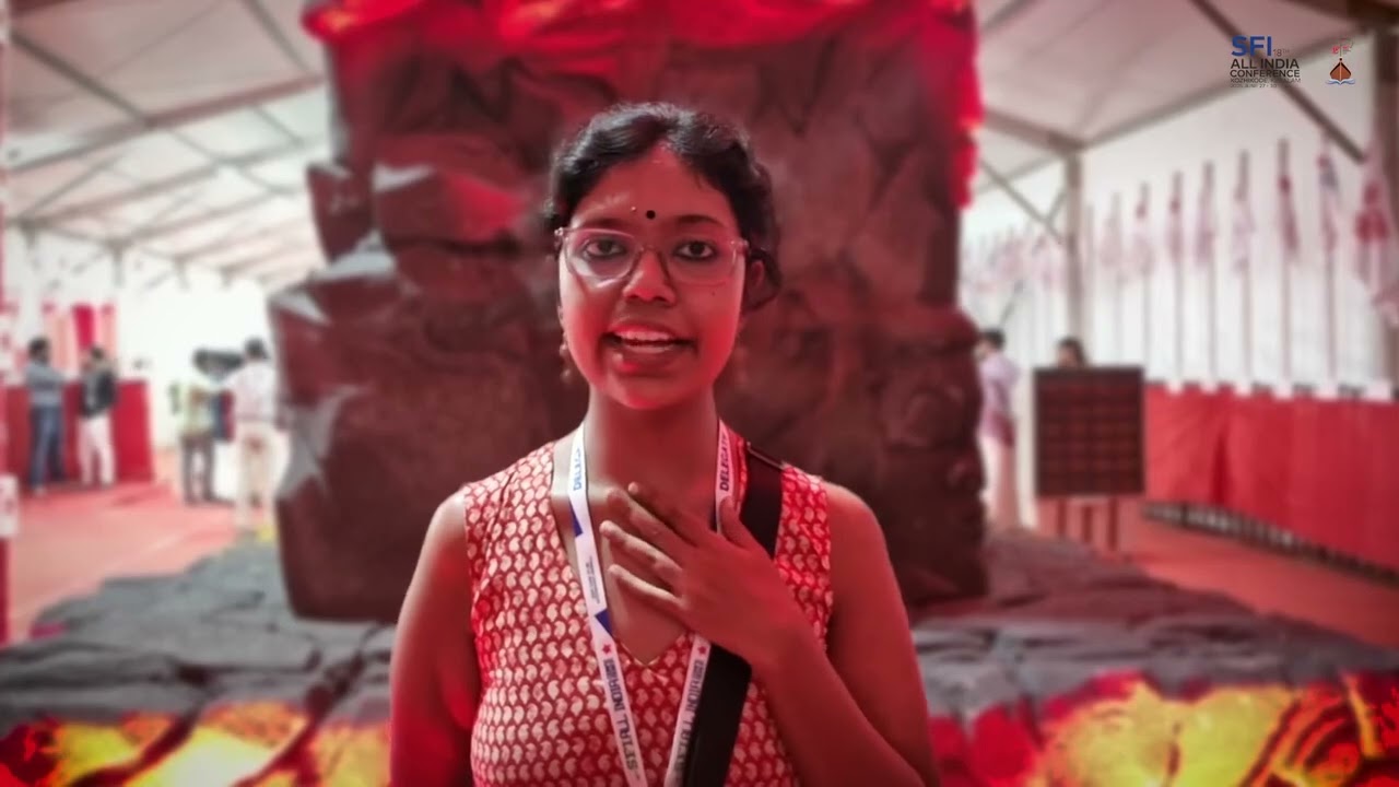 Mayurakshi Deb addressing the Campus Democracy issues faced in the IIT’s and NIT's at the foreground