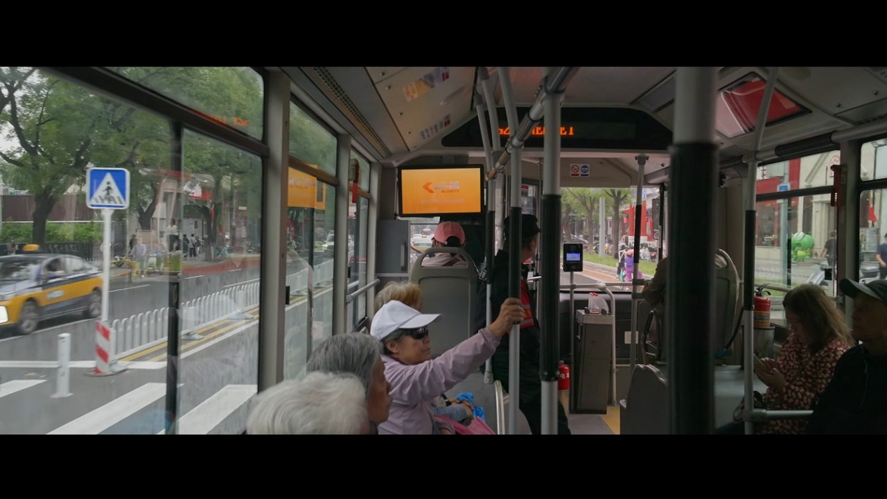 China, Beijing, trolleybus 117 ride from DONG ZHI MEN to DONG NEI XIAO JIE