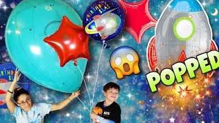 We POPPED Our Giant Rocket Balloon! Rocket Balloons & Drawing On Giant BALLOONS! So Sad 😭