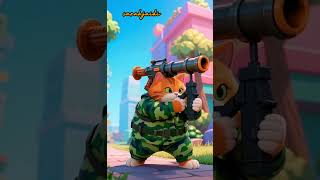 Soldier Cat&#39;s Epic RPG Blast! 💥 Cute Warrior Feline in Camo #cat #shortsfeed #shorts