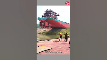 Giant ship launching to water 🚢 🌊 #shorts #ship
