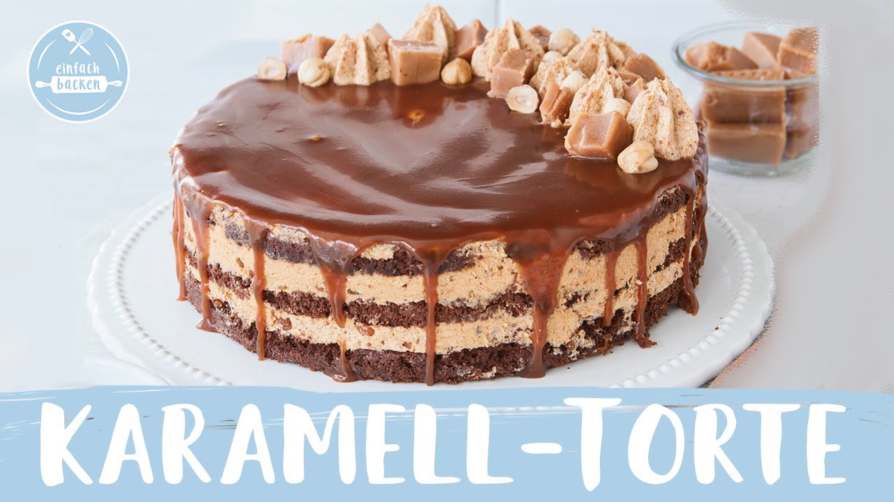 Karamell-Torte – Karamell-Pudding trifft saftigen Schoko-Nusskuchen 🤗 | Einfach Backen