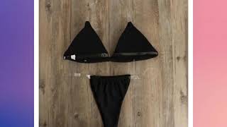 New Summer Women Transparent Straps Halter Neck Solid Micro G-String Bikini Set Bra Thong Sexy Pu...