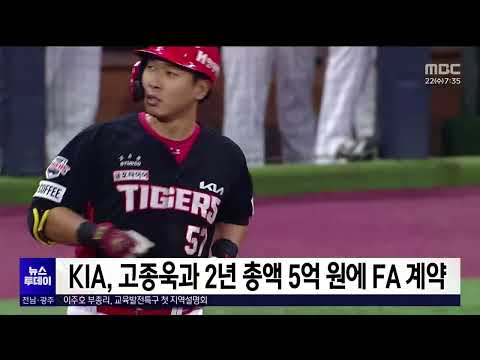 KIA, 고종욱과 2년 총액 5억원에 <strong>FA</strong> <strong>계약</strong>[목포MBC 뉴스투데이]