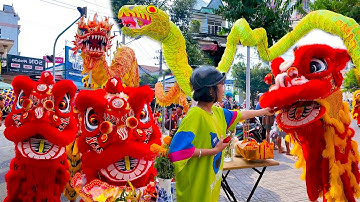 Múa Lân Sư Rồng rước Cộ Chùa Bà Chợ Búng tỉnh Bình Dương rằm tháng giêng 2025