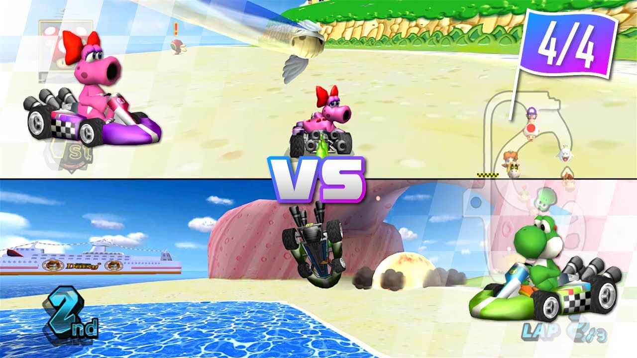 Birdo vs Yoshi on all Courses (Standard Kart M) [Part 4/4] - Mario Kart Wii Gameplay [Splitscreen]