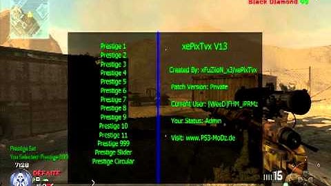 [PS3/MW2]Hack Mod Menu xePixTvx V13 Patch
