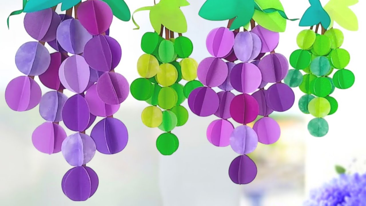 Easy ✨ Origami] How to Make 3D Grapes 🍇 [Autumn Wall Decoration